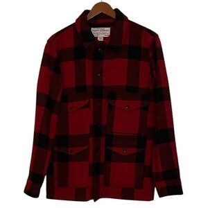 Filson Mackinaw Virgin Wool Cruiser Plaid Jacket Red Black Men's Size S